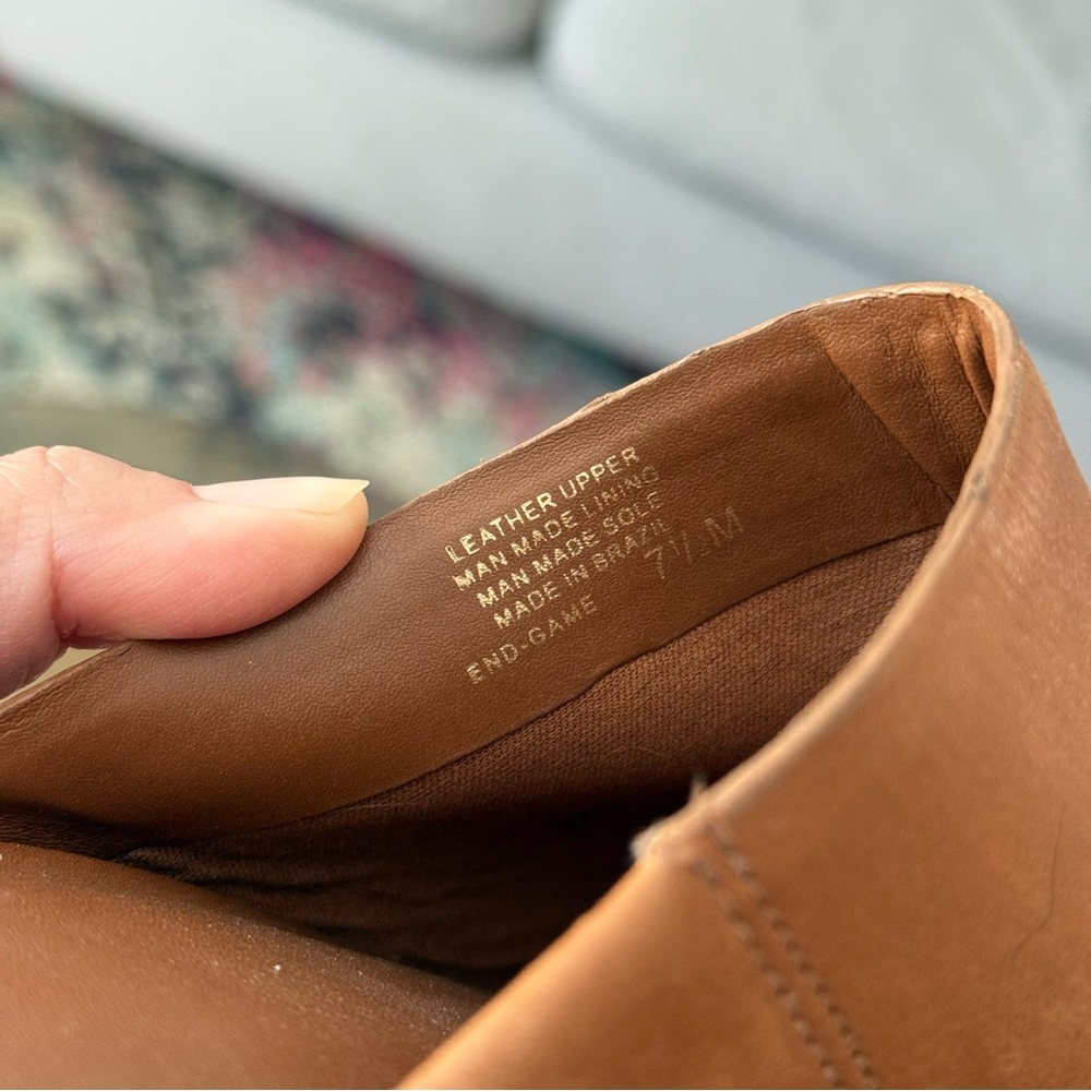 GB End Game Brown Leather Chunky Heel Clogs 7.5 - Picture 7 of 8